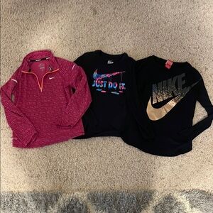 Nike Kids' Black and Pink Long Sleeve Tops